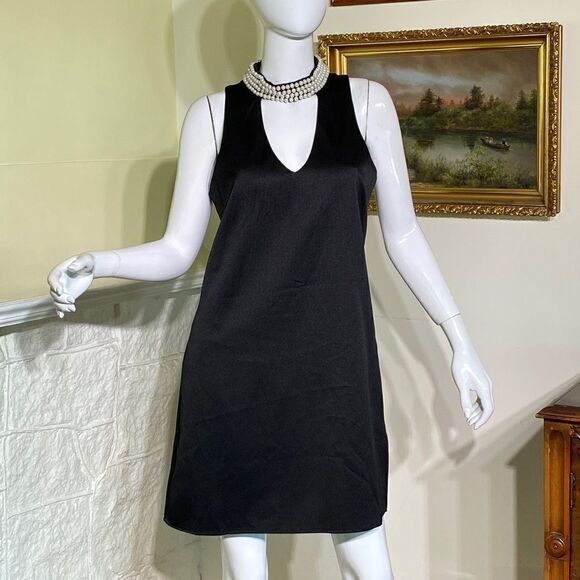 Lulus Black Sleeveless Cocktail Dress Pearl Neckline - Picture 1 of 14